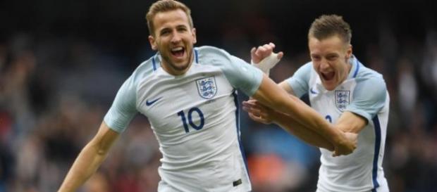Kane and Vardy celebrate during England's friendly win over Turkey (Source: Wikipedia) Kane and Vardy celebrate during England's friendly win over Turkey (Source: Wikipedia)
