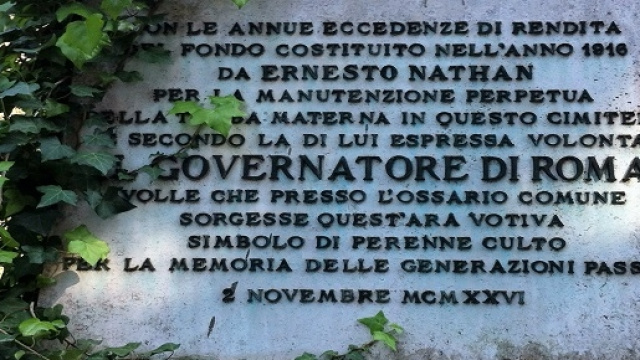 Una delle opere del Sindaco di Roma Nathan al Cimitero Verano