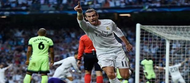 Bale comemorando o gol do Real Madrid. Bale comemorando o gol do Real Madrid.