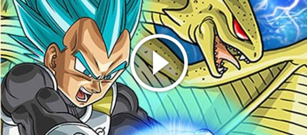 Vegeta lanza Final Flash en modo Dios Azul junto al Super ShenLong Vegeta lanza Final Flash en modo Dios Azul junto al Super ShenLong
