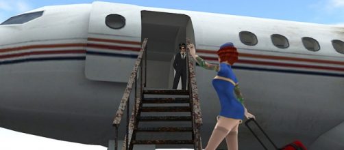 Flight attendants boarding through first class courtesy Flickr