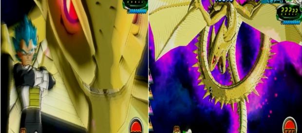 Vegeta y el super sheng long se unen para un nuevo ataque. Vegeta y el super sheng long se unen para un nuevo ataque.