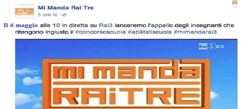 Il Wall della trasmissione col post su facebook