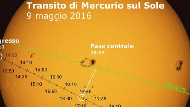 Mercurio davanti al Sole il 9 maggio 2016