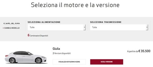 Configuratore dell’Alfa Romeo Giulia disponibile online