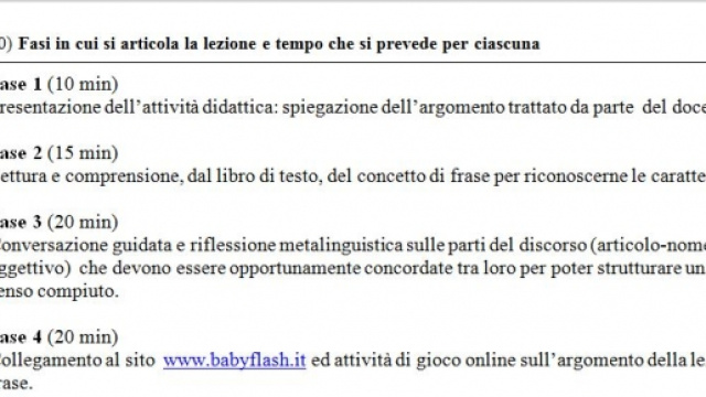 scheda fase di progettazione dell'attivit&agrave; didattica