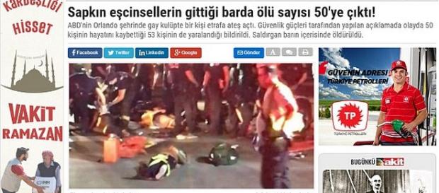 Un ziar de casă al președintelui turc Erdogan a publicat un articol cu un titlu homofob pe site-ul său Un ziar de casă al președintelui turc Erdogan a publicat un articol cu un titlu homofob pe site-ul său
