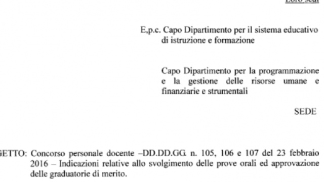 Istruzioni Miur prova orale concorso a cattedra 2016