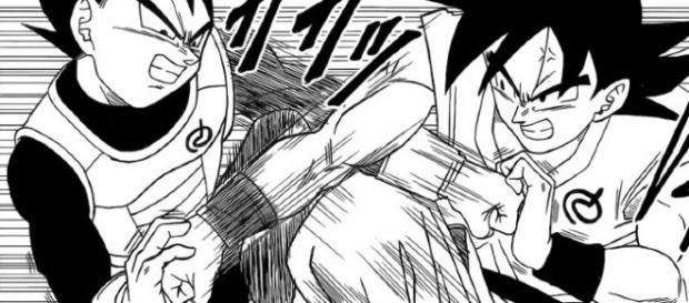Goku peleando con el Saiyajin orgulloso Goku peleando con el Saiyajin orgulloso