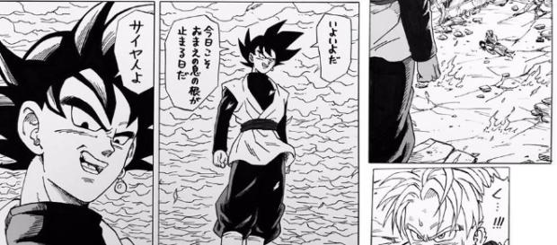 Llegada de Goku black versión del manga. Llegada de Goku black versión del manga.