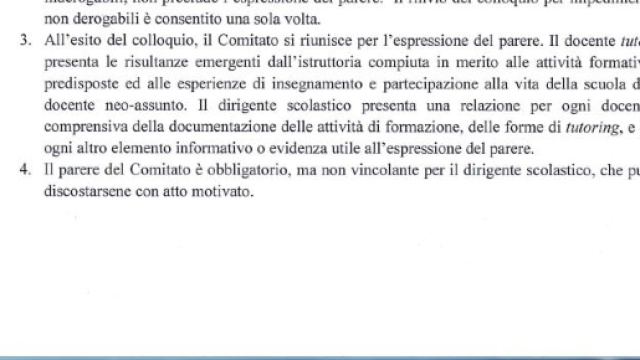 esito sfavorevole dell'anno di prova e formazione neoassunti