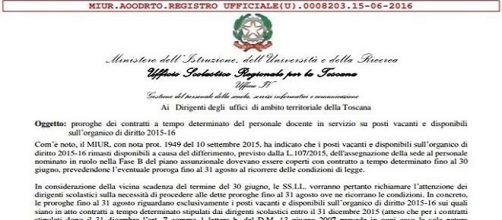 La nota informativa dell'USR Toscana