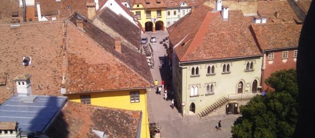 Cetatea Sighişoara, fotografie realizată din Turnul cu Ceas Cetatea Sighişoara, fotografie realizată din Turnul cu Ceas