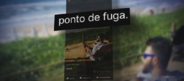 Ao ser descoberto, o rapaz viaja e posta foto na praia, na legenda escreve: 'Ponto de Fuga'. Ao ser descoberto, o rapaz viaja e posta foto na praia, na legenda escreve: 'Ponto de Fuga'.