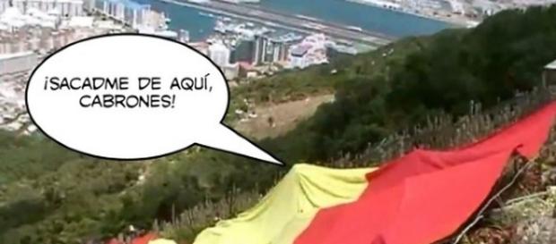 Parodia en Internet de la gigantesca bandera dejada en Gibraltar por los dos militantes de VOX. Parodia en Internet de la gigantesca bandera dejada en Gibraltar por los dos militantes de VOX.