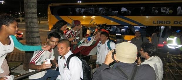 Fluminense chegando ao hotel em Cariacica Fluminense chegando ao hotel em Cariacica