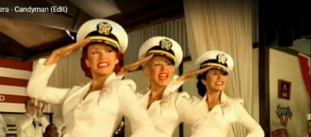 Screencap of Christina Aguilera in "Candyman" video. CAguileraVEVO/YouTube Screencap of Christina Aguilera in "Candyman" video. CAguileraVEVO/YouTube