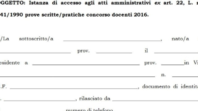 Modello Anief istanza di accesso alla prova scritta concorso docenti