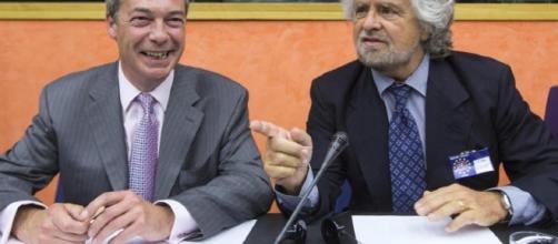 Nigel Farage e Beppe Grillo al Parlamento Europeo