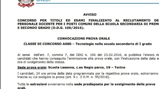 aggiornamenti calendari prova orale