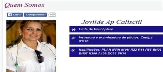 Jovilde era a piloto do helicóptero que caiu em São Paulo Jovilde era a piloto do helicóptero que caiu em São Paulo