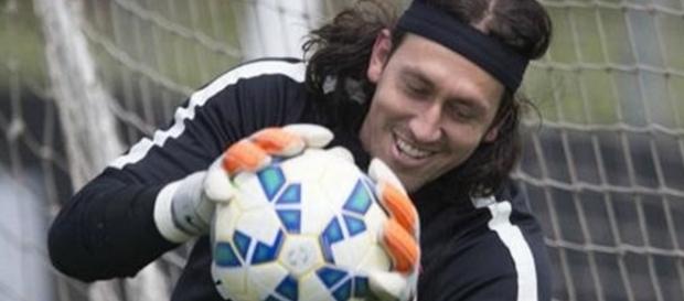 Cássio, goleiro do Timão, durante treino Cássio, goleiro do Timão, durante treino
