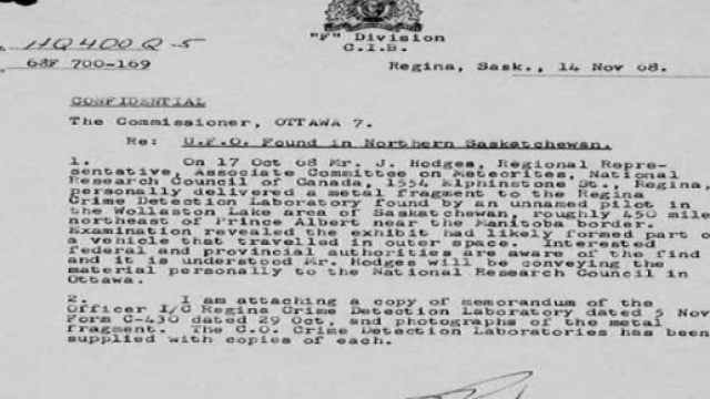 Il documento top secret che descrive il ritrovamento.