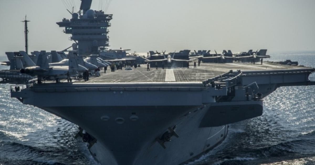 The power of the US fleet the 100,000 ton Nimitz class of aircraft carriers