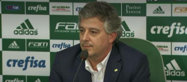 Paulo Nobre, presidente do Palmeiras, em entrevista na Academia de Futebol. Paulo Nobre, presidente do Palmeiras, em entrevista na Academia de Futebol.