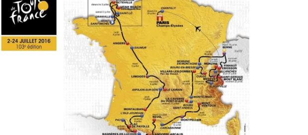 Mapa da 103ª edição do Tour de France Mapa da 103ª edição do Tour de France