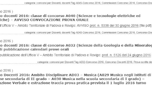 Pubblicazione calendari orali concorso docenti 2016.