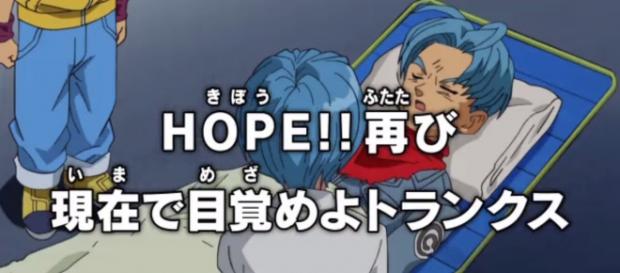Trunks llega moribundo al presente Trunks llega moribundo al presente