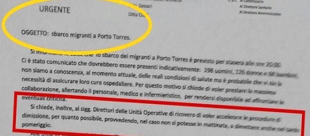 Uno stralcio della circolare inviata al personale sanitario del nosocomio di Sassari. Uno stralcio della circolare inviata al personale sanitario del nosocomio di Sassari.