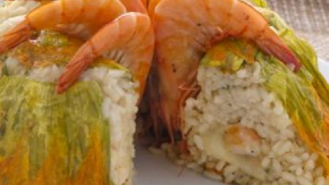 Anello di riso con mozzarella e gamberi