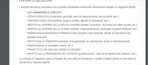 Quali sono i criteri di selezione premio docenti.