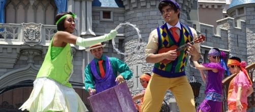 Princess Tiana and Prince Naveen join Mickey for the new Magic Kingdom show. (Photo by Barb Nefer)