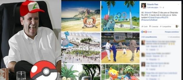 Eduardo Paes faz propaganda de 'Pokemon Go' (Fotomontagem/Internet) Eduardo Paes faz propaganda de 'Pokemon Go' (Fotomontagem/Internet)