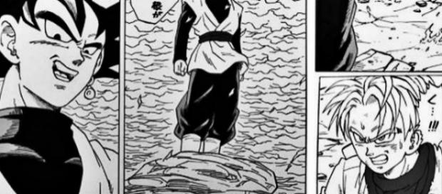 La aparición de Gokú Black en el manga 14 de Dragón Ball Súper. La aparición de Gokú Black en el manga 14 de Dragón Ball Súper.