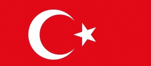 A close up of the flag of Turkey.