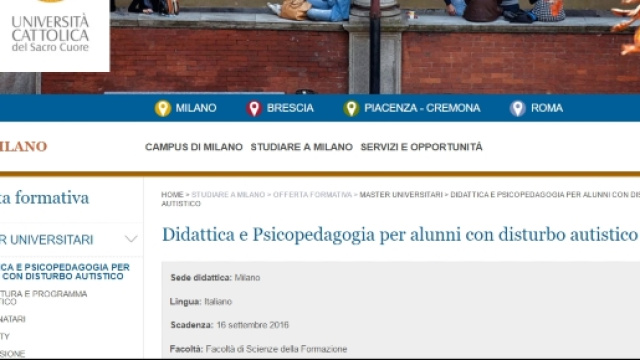 Master 1500 ore per alunni con autismo