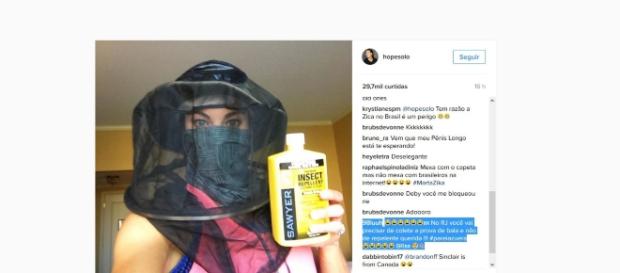 Postagem da jogadora americana no Instagram Postagem da jogadora americana no Instagram