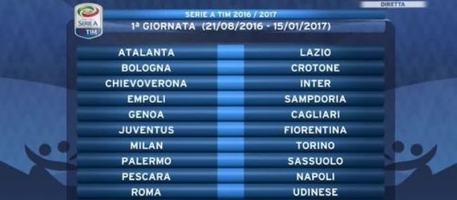 Calendario 1ª giornata di Serie A 2016/2017