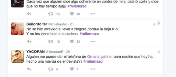 Las reacciones de algunos tuiteros a la entrevista de Mila Ximénez en Sálvame Deluxe Las reacciones de algunos tuiteros a la entrevista de Mila Ximénez en Sálvame Deluxe