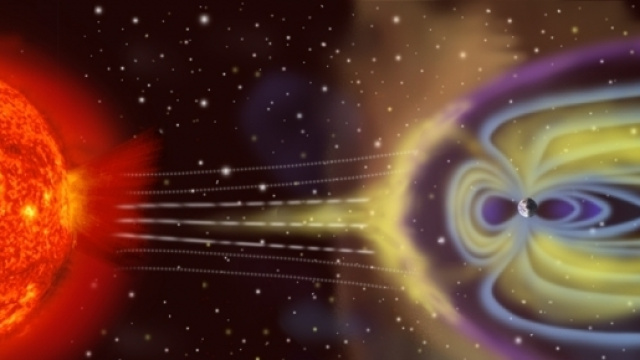 In una tempesta geomagnetica, le particelle emesse dal Sole interagiscono con la magnetosfera terrestre