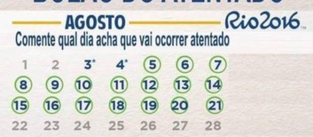 'Bolão do Atentado' já circula pelas redes sociais 'Bolão do Atentado' já circula pelas redes sociais