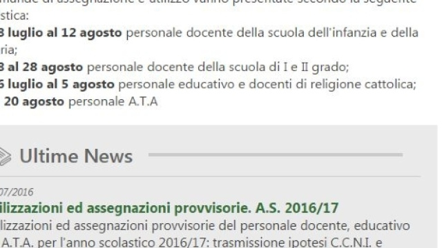 modalit&agrave; e tempi per la domanda di assegnazione provvisoria