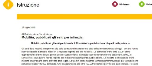 gli esiti della mobilità per infanzia e primaria