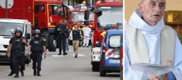 The scene after the attack on the priest. screencap via CNN The scene after the attack on the priest. screencap via CNN