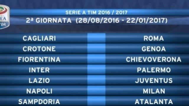 Serie A, calendario della 2ª giornata