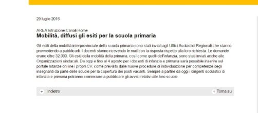 mobilità diffusi gli esiti della primaria